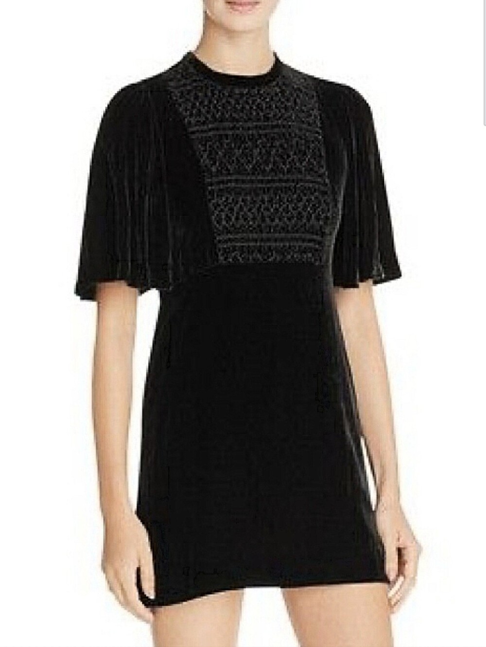 Maje Embroidered Bust Velvet Mini Dress Size 1
